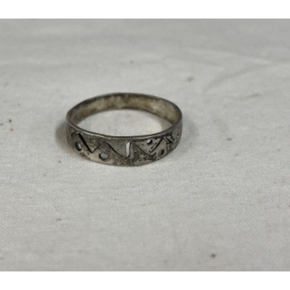 Vintage 925 Sterling Silver Geometric Cutout Band Ring Size 10 Zig Zag Tribal